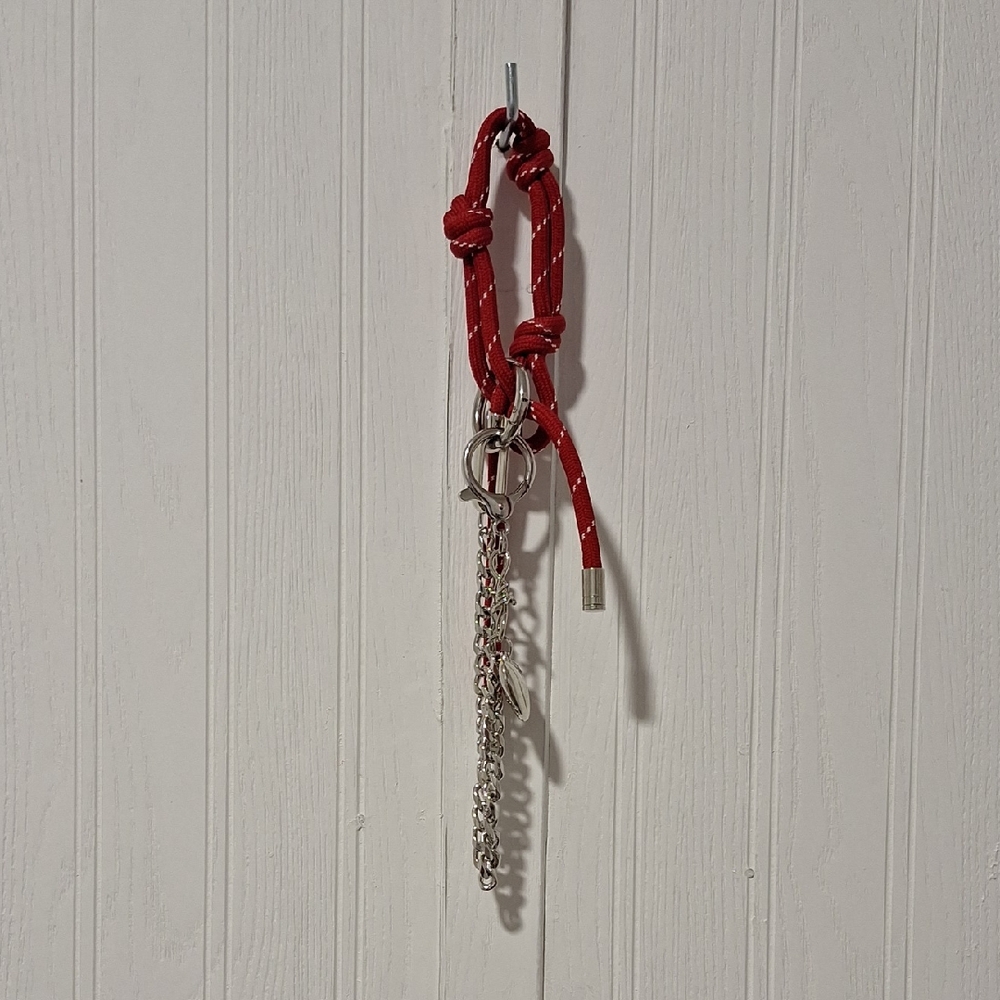 Stylish Red Rope Bag Charm & Keychain – Silver Accents – NWOT